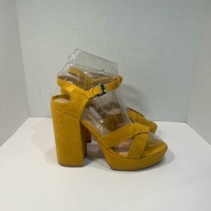 torrid Mustard Yellow Platform Block Heel Sandals